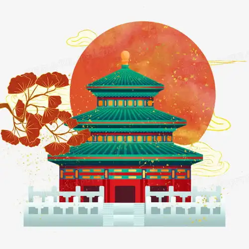 手绘国潮风花卉建筑元素png图片素材下载元素png熊猫办公