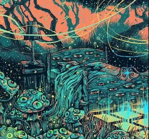 像梵高致敬的插画师,用流动感的笔触和富有冲击力的色彩,营造出了一场妙不可言的时光旅行