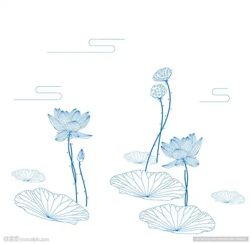 荷花荷叶古典禅意花边设计图花边花纹