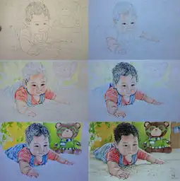 张靖jamie彩铅素描钢笔写实手绘艺术人像画像插画