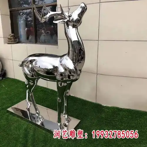 大型公园绿地不锈钢切面鹿雕塑牡丹江不锈钢雕塑鹿订制润艺雕塑