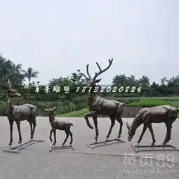 玻璃钢仿铜梅花鹿公园动物雕塑-黄页88网