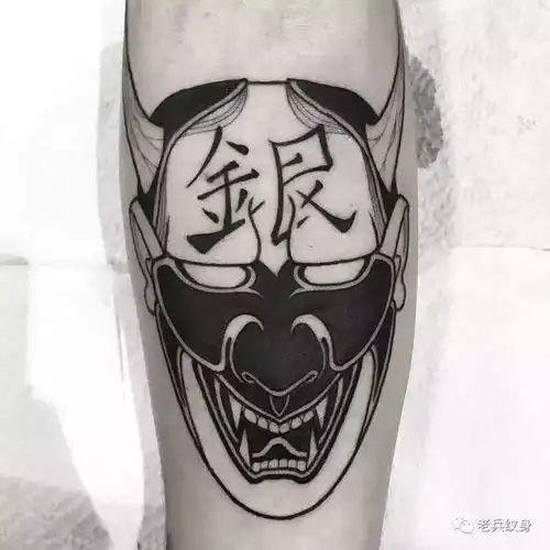 纹身素材日式面具
