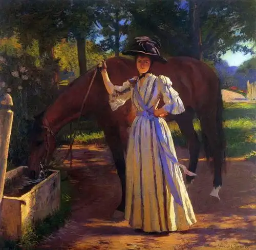 美国印象派画家油画中的优雅女性