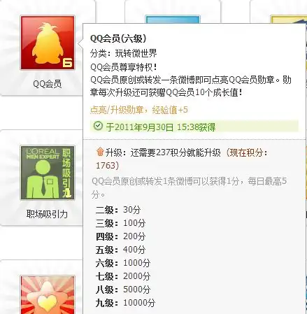 腾讯微博qq会员勋章不加成长值也不升级了