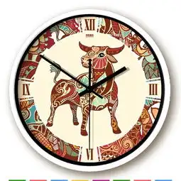 12星座复古静音挂钟金牛座