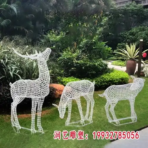 大型园林不锈钢鹿雕塑大连鹿不锈钢雕塑厂