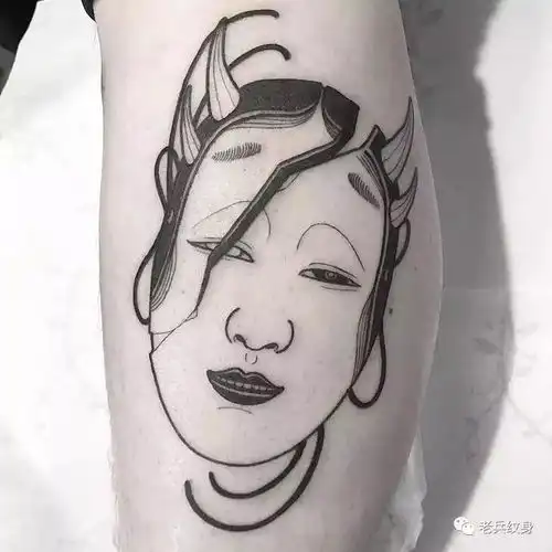纹身素材日式面具