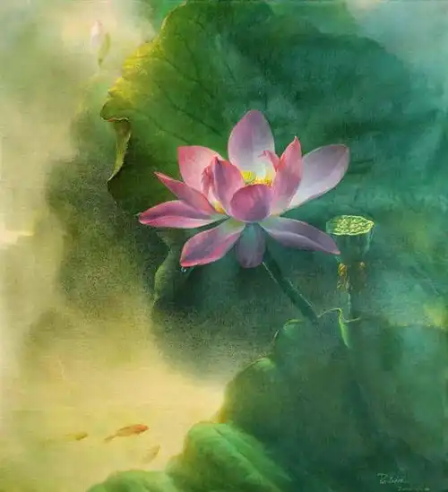 他笔下的荷花,有一种仙气,太美了