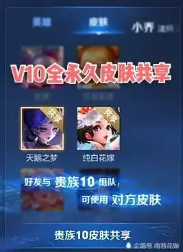 王者荣耀贵族福利大更新,新增v9和v10,v10玩家全皮肤共享
