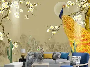新中式山水玉兰金色孔雀花鸟背景墙装饰画图片素材psd效果图下载中式电视背景墙图大全电视背景墙编号19201361