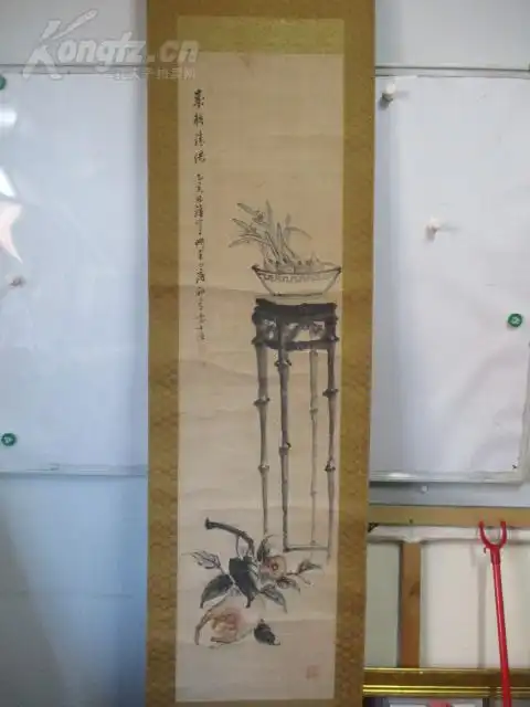 清代林钟学臣字款谦和绘国画一幅日式装裱尺寸35133厘米