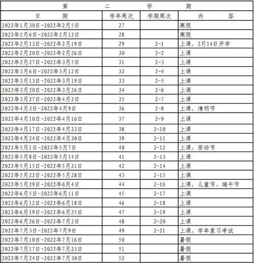 珠海市初中学校20212022学年校历最新