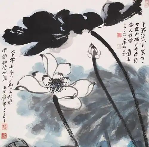 张大千墨叶荷花图立轴