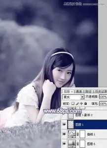 photoshop调出唯美紫色调的草地女孩教程