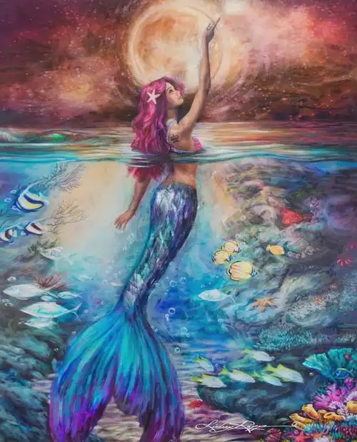 美女画家林赛拉普油画里的美人鱼惊艳全网,神秘又性感