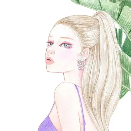 手绘插画彩铅绘画人物头像