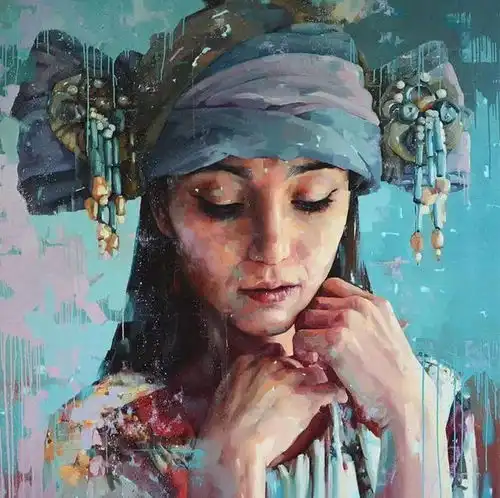 色彩斑驳,意大利画家西尔维奥的巨型肖像油画,太美