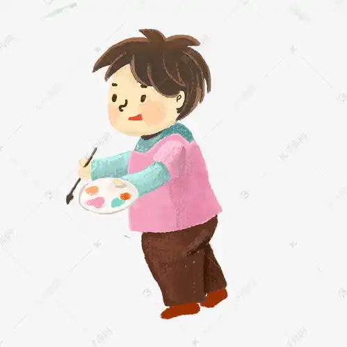 卡通手绘男孩在画画素材图片免费下载千库网