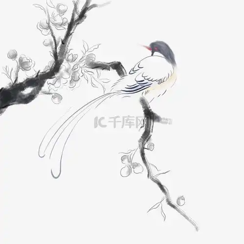 中国风水墨工笔画唯美装饰花鸟素材图片免费下载千库网