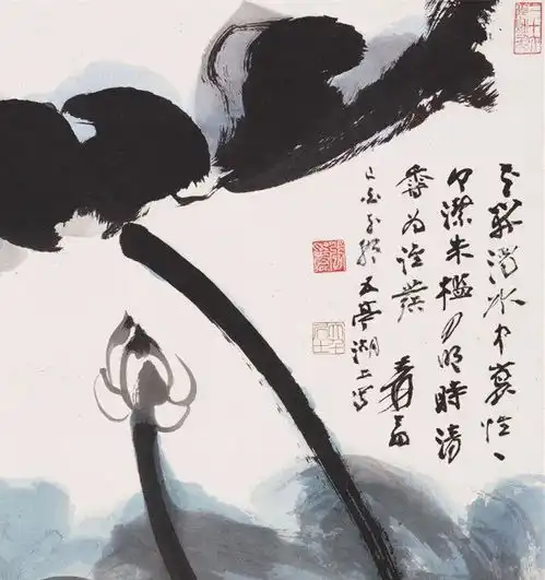 张大千墨叶荷花图立轴