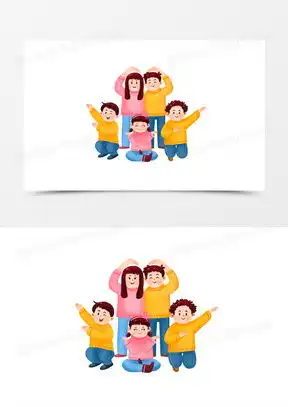 一家五口卡通图片唯美