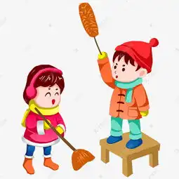 春节双人卡通手绘闹新春套图之过新年清扫大扫除素材图片免费下载高清psd千库网图片编号11591355