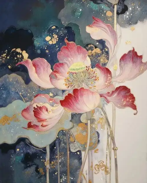 荷花图新年寓意和和美美花开富贵家庭和睦幸福美满共度佳节