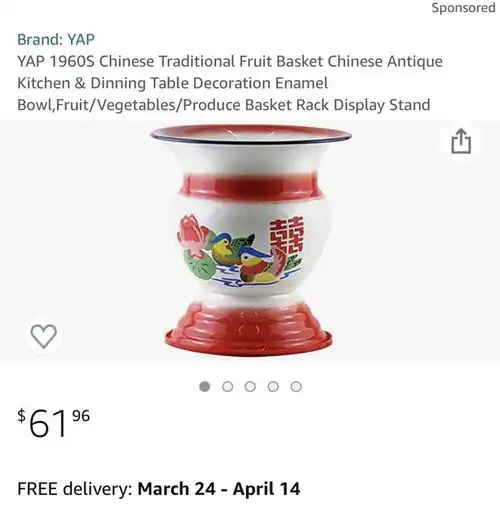中国传统痰盂在国外流行,售价60美元,被当做传统果篮