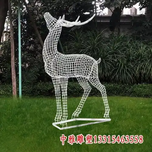 不锈钢几何镂空鹿雕塑新余金属镂空鹿雕塑厂