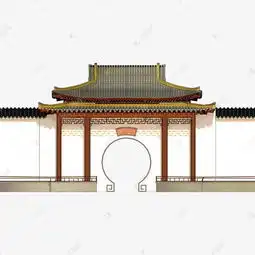 免抠手绘古风院落大门素材图片免费下载千库网