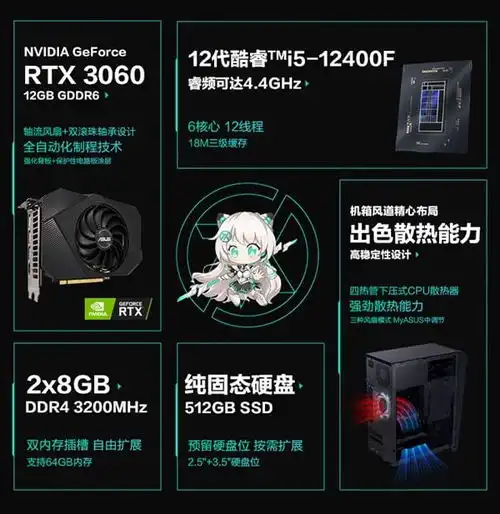 首发6499元华硕天选x2022款台式电脑开售12代i5rtx3060