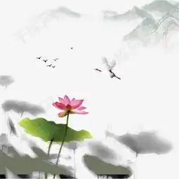 水墨荷花山水装饰素材图片免费下载高清psd千库网图片编号9061197