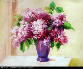 花瓶和粉红花朵无框画图片免费下载红动网