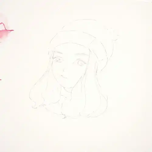 水彩卡通肖像过程