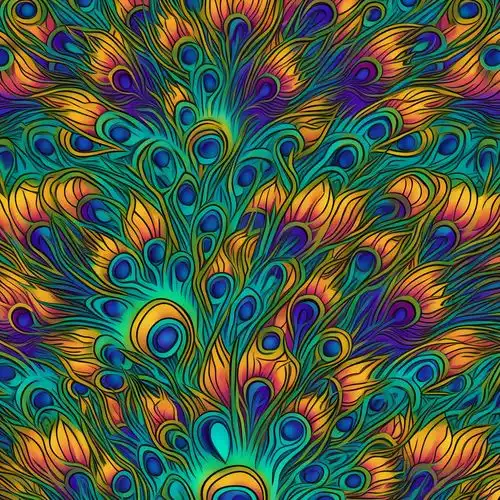 荧光色野生动物孔雀羽毛纹理图片广告素材下载至来源处