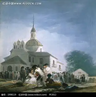 绘画作品白色圆顶建筑前跳舞的人群图片免费下载编号1998119红动网