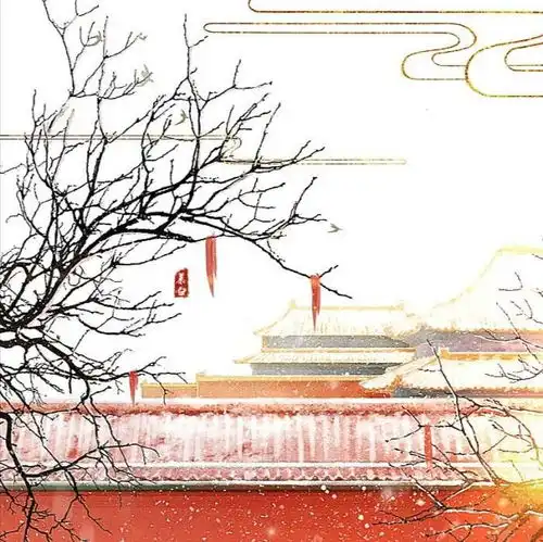 唐崎夜雨手绘古风朋友圈背景图