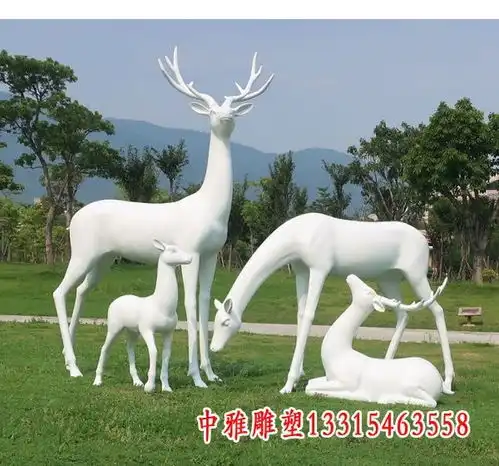 玻璃钢仿真白鹿雕塑新疆树脂白鹿雕塑图片中雅雕塑
