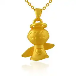 东祥金店3d硬足金爱心天使系列angel吊坠图片
