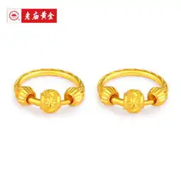 老庙黄金足金999耳饰光珠间磨砂耳圈1040002112工费120元约3.7克图片大全邮乐官方网站