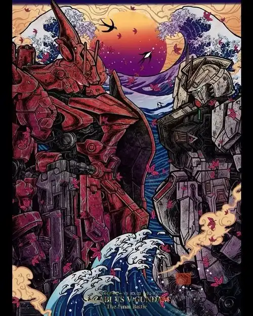 高达浮世绘画风头像壁纸转自印尼画师stunningwarrior大大的作品侵权必删