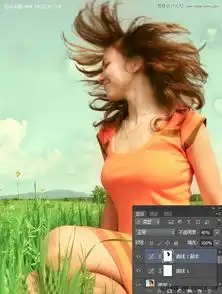 photoshop调出草地上女孩唯美清新的青绿色调