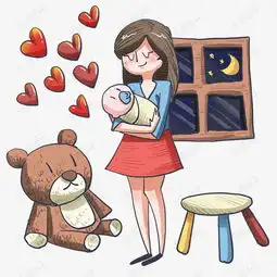 手绘抱着孩子的母亲插画素材图片免费下载高清psd千库网图片编号11476481