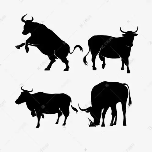 牛年凶猛温顺公牛动态剪影素材图片免费下载千库网