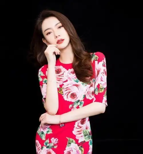 戚薇一身印花元素,美的跟仙女一样