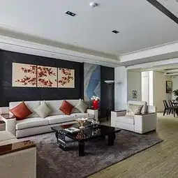 家具现代简约茶几地毯沙发背景墙九如御二居小客厅深色休闲沙发效果图