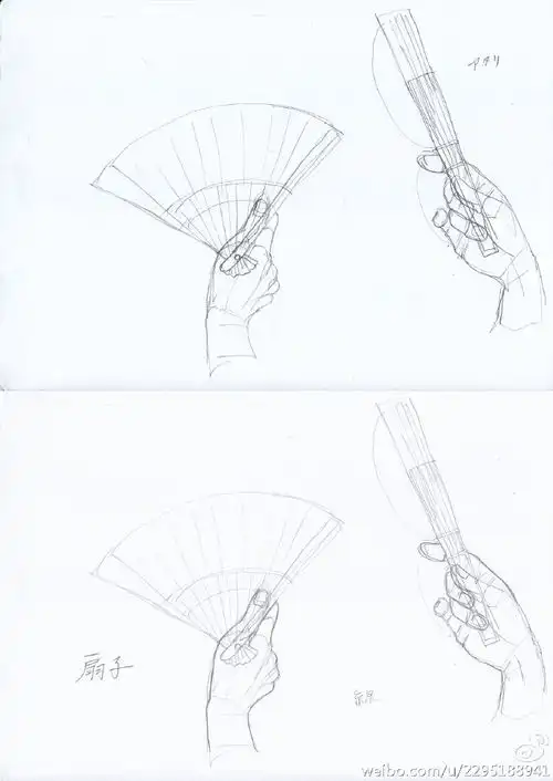绘画手在拿扇子时,不同角度的画法id966堆糖,美好生活研究所