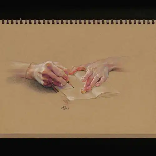 素描功底扎实,画啥啥都好,看他的彩铅人体,一个局部图动作我可以看一天作品