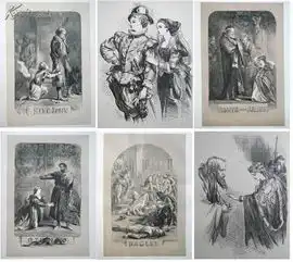 1890年版莎士比亚全集8卷集900多幅图片单面整版彩板黑白木刻三面刷金8开11公斤